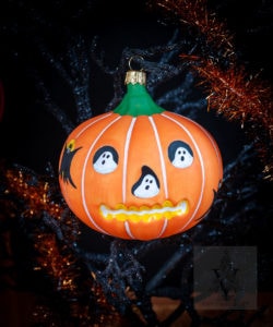 Pumpkin Ornament with Ghosts and Bats