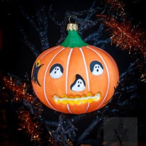 Pumpkin Ornament with Ghosts and Bats