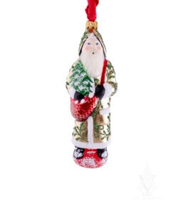 Gold Father Christmas with Sack of Ornaments