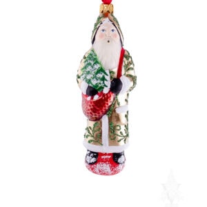 Gold Father Christmas with Sack of Ornaments