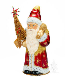Red Shiny Santa With Gold Décor