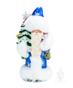 Dark Blue Santa With Tree & Lantern