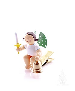 Brunette Angel with Bell & Candle Clip by Wendt & Kühn