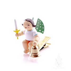 Brunette Angel with Bell & Candle Clip by Wendt & Kühn