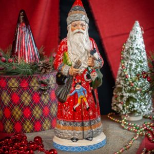 Luxe Father Christmas in Red with Snow Flakes (One of a Kind)