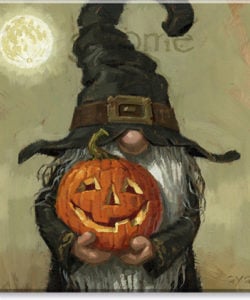 Warlock Gnome with Jack O'Lantern Giclee Wall Art