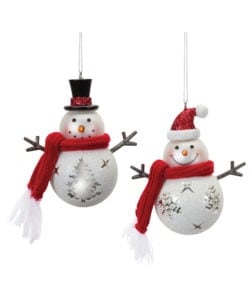 Frosted Snowman with Hat Ornament (Assorted)