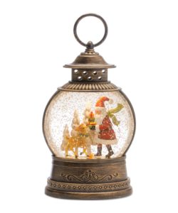Santa with Animals Snow Globe Lantern