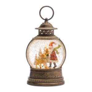 Santa with Animals Snow Globe Lantern