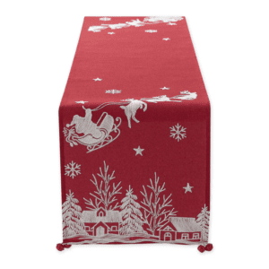 Santas Sleigh Embroidered Table Runner (14 X 70)