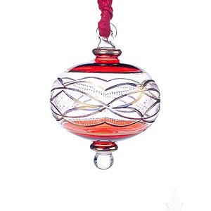 Egyptian Glass Red and Gold Round Ornament
