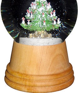 Perzy Snowglobe - Medium Christmas Tree with Wooden Base