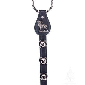 Belsnickel Bells' 3-Bell Black Leather Strap with Deer/Elk Charm