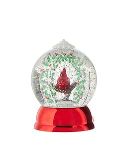 Cardinal Lighted Swirling Glitter Globe