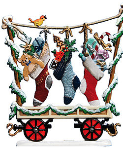 Train Car with Gift Stockings Pewter by Wilhelm Schweizer