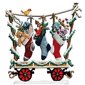 Train Car with Gift Stockings Pewter by Wilhelm Schweizer