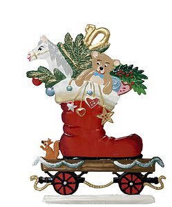 Train Car with Santa’s Boot Pewter by Wilhelm Schweizer