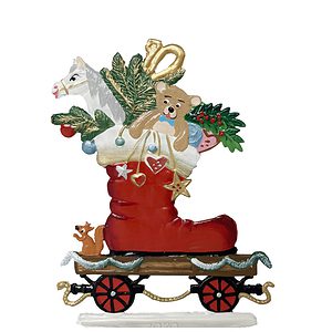 Train Car with Santa’s Boot Pewter by Wilhelm Schweizer