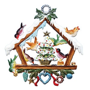 Christmas with the Birds Pewter Ornament by Wilhelm Schweizer