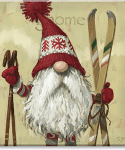 Ski Gnome For Christmas Giclee Wall Art