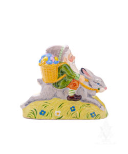 Gnome Delivering Eggs Riding Bunny