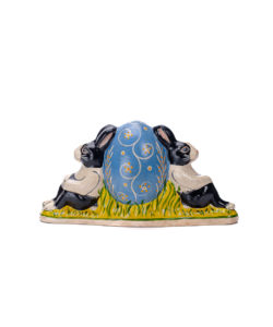 Dutch Rabbits On Blue Floral Egg