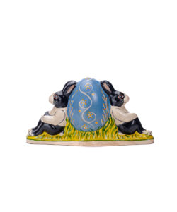 Dutch Rabbits On Blue Floral Egg
