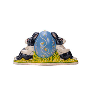 Dutch Rabbits On Blue Floral Egg