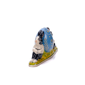 Dutch Rabbits On Blue Floral Egg