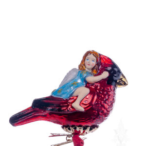 Angel Riding Cardinal (Clip) Ornament