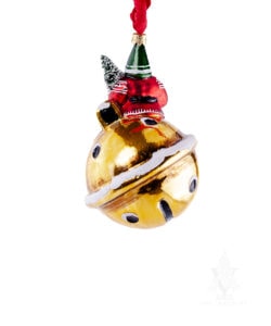 Gold Bell Santa Ornament