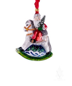Small Rocking Horse Santa Ornament