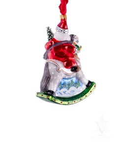 Small Rocking Horse Santa Ornament