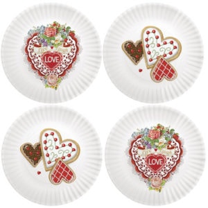 Valentines Cookies Melamine Plates (Set of 4)
