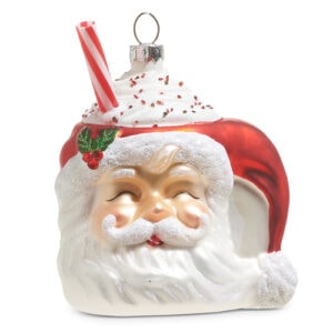 Santa Mug Ornament with Whipped Cream
