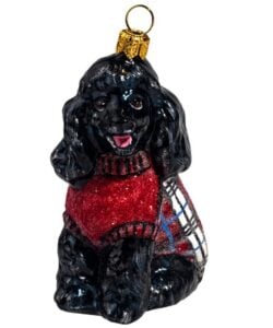 Black Poodle with Checked Sweater Ornament