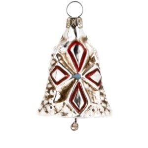 MAROLIN Glass Ornament Little Bell Red With Glitter