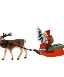 MAROLIN Miniature Santa On Sledge With Stag