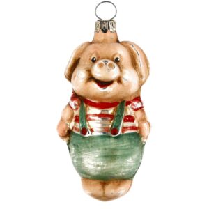 MAROLIN Glass Ornament Pig With Pants