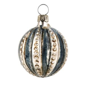 MAROLIN Glass Ornament Ball With Blue Stripes