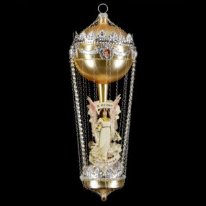 MAROLIN Balloon With Double String Of Beads And 2 Angel-Oblates Gold