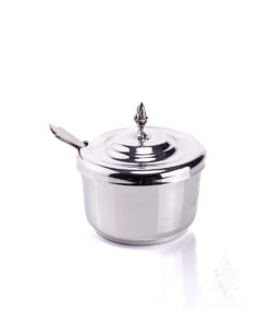 Polished Pewter Mustard Pot with Spoon