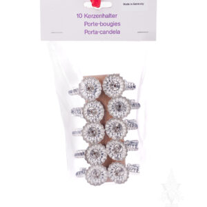 Mini Silver Metal Christmas Tree Candle Clip (Set of 10)