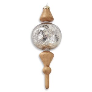 Glass & Wood Ball Ornament