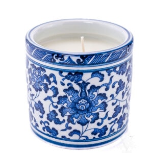 Asian Inspired Blue and White Candle