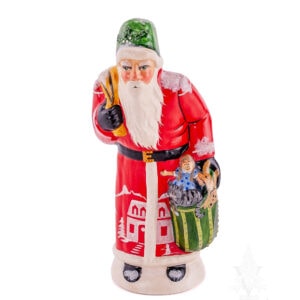 Red Village Scene Santa