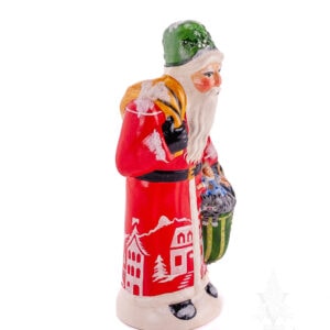 Red Village Scene Santa