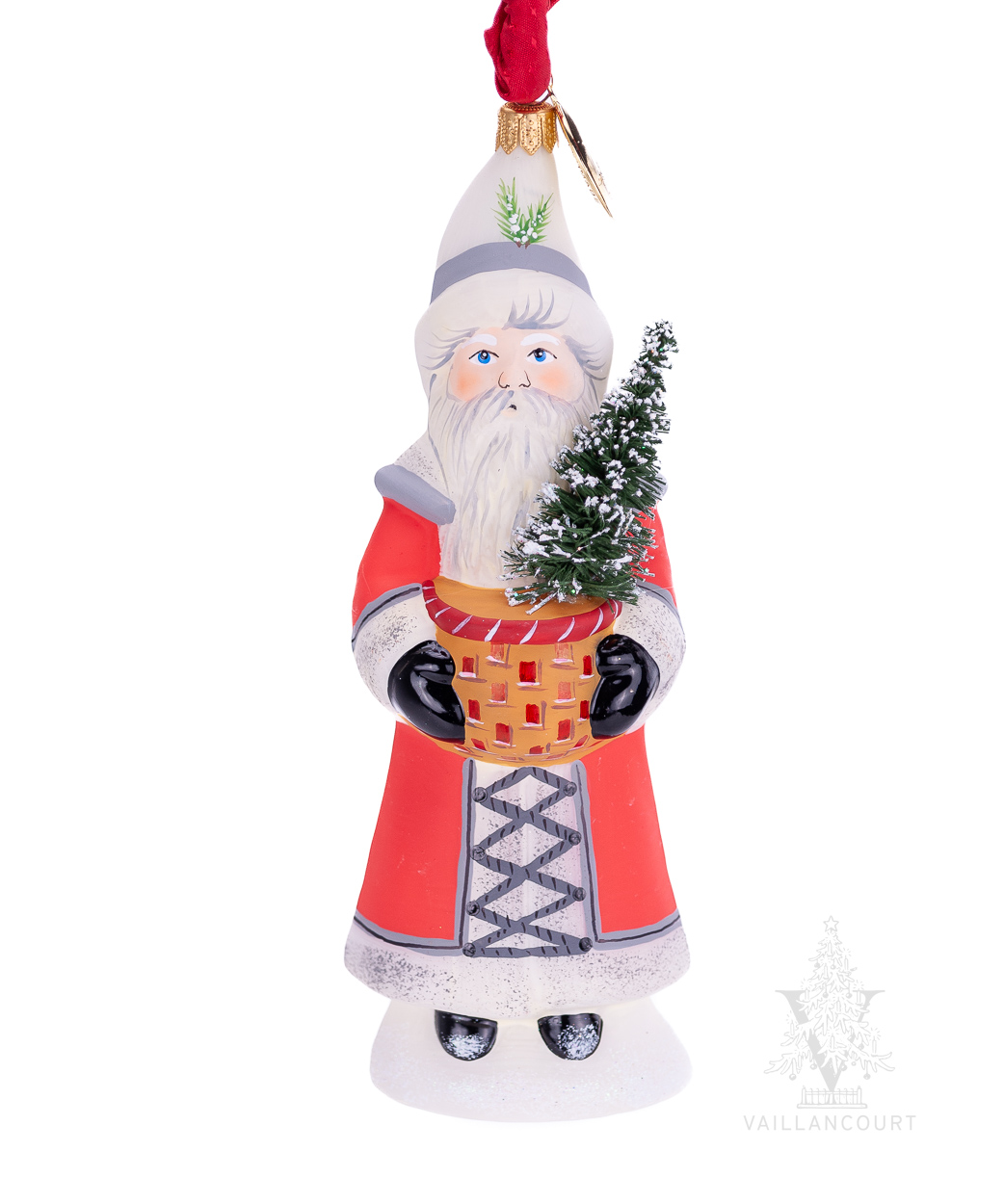 Red Santa with Woven Basket