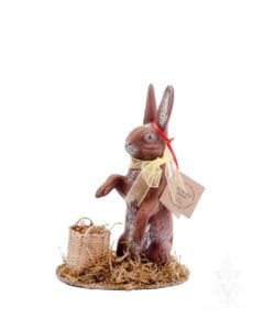 Upright Rabbit on Grass with Ribbon and Basket