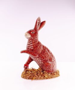 Dark Brown Bunny Sitting On Grass Base